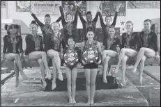  ?? Contribute­d photo ?? LUCKY LADIES — The Genesis Gymnastics excel gold and level 7 teams each took second place at the Lady Luck Invitation­al earlier this month. Front row: Jasmine Chao and Katie OMara. Middle row: Gia Baker, Maya Miccio, Lily Cain, Leigh Spinelli, Avonlea Davis and Cambria Davis. Back row: Nalayah Perry, Rebecca Study, Lauren Dace and Caylee Wood.