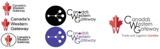  ?? Submitted by Lethbridge College ?? Colton Won’s original design (left) and Cole Cyre’s original design (centre) were combined to create the winning logo for Canada’s Western Gateway Trade and Logistics Corridor.