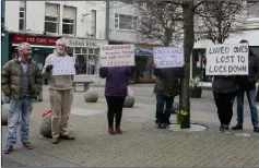  ??  ?? Protestors in The Bullring on Saturday.