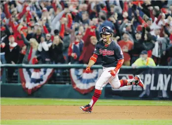  ?? GENE J. PUSKAR/THE ASSOCIATED PRESS ?? Francisco Lindor and his Cleveland teammates are entering the World Series as big underdogs against the Chicago Cubs, despite losing just one game in the playoffs thus far.