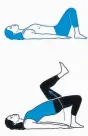  ??  ?? Strengthen­ing the glutes and hamstrings can be done with a bridge-march stretch.