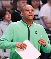  ?? CARLOS OSORIO — THE ASSOCIATED PRESS ?? Michigan State Assistant Coach Mark Montgomery watches from the sideline during the first half of a game against Illinois on Feb. 10, in East Lansing. Montgomery has been hired as the new men’s basketball coach at the University of Detroit-Mercy.