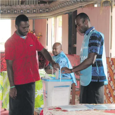  ?? Photo: Wati Talebula ?? Nalidi villager Viliame Gonekalou was the first voter to cast his vote at Nalidi Village in Ra on November 5, 2018.