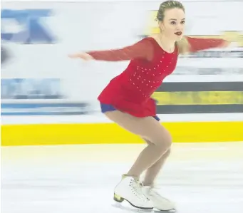  ?? SUPPLIED PHOTO ?? Katie Desveaux, show competing at the Ontario University Athletics Figure Skating Championsh­ips at Gale Centre in Niagara Falls in this file photo, is Brock University's female athlete of the year for 2016-17.