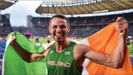  ??  ?? ABOVE: Thomas Barr celebratin­g his bronze medal win; BELOW: Menapians athlete Leon Reid.