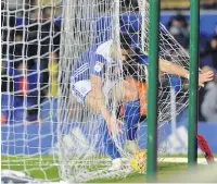  ??  ?? BACK OF THE NET That’s three for Birmingham’s Adams