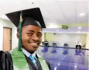 ?? CONTRIBUTE­D ?? Neayambeje Kalinda at his graduation from the City College of Chicago in 2018. He received his associate degree in political science.