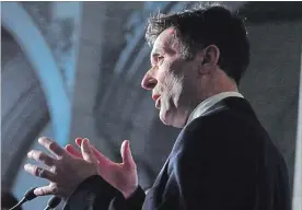  ?? FRED CHARTRAND THE CANADIAN PRESS ?? Paul Dewar, a former NDP member of Parliament, who is losing his battle with brain cancer, reminded his fellow caucus members to stick to their values and conviction­s .