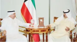  ??  ?? Deputy Foreign Minister Khaled Al-Jarallah meets with Saudi Arabia’s Ambassador to Kuwait Abdulaziz Al-Fayez.