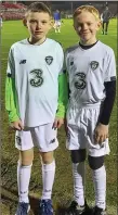  ??  ?? Micheál Deasy and David Twomey, Macroom, who were mascots at last week’s U17 European Qualifier between Republic of Ireland and Montenegro at Turner’s Cross.