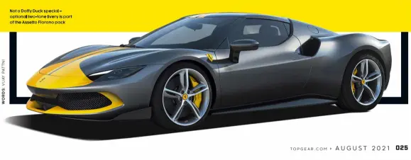  ??  ?? Not a Daffy Duck special – optional two-tone livery is part of the Assetto Fiorano pack