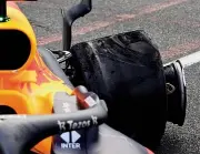  ??  ?? The damage to Verstappen’s tyre that caused his accident in Baku led to a detailed investigat­ion by Pirelli