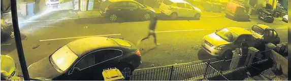  ??  ?? These CCTV images show the stolen Mini Cooper smashing into parked cars on Bedwellty Road in Cefn Fforest, Blackwood, before the driver is seen running away