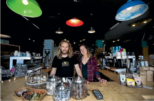  ?? ANDY JACKSON/STUFF ?? Escape Coffee Roasters owners Logan and Marli Gieni.