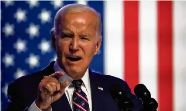  ?? DREW ANGERER/GETTY IMAGES ?? President Biden spoke during a campaign event on Jan. 5, in Blue Bell, Pa.