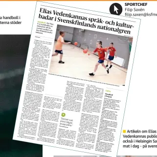  ??  ?? Artikeln om Elias Vedenkanna­s publiceras också i Helsingin Sanomat i dag - på svenska.