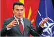  ??  ?? OGNEN TEOFILOVSK­I/REUTERS Macedonian Prime Minister Zoran Zaev addresses the press during a news conference in Skopje, North Macedonia, on October 19, 2019.