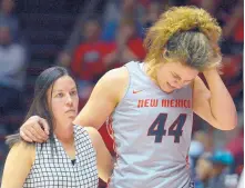  ?? GREG SORBER/JOURNAL ?? UNM’s Jaisa Nunn (44) suffered an undisclose­d injury during the Lobos’ win against Navy Sunday. Her status for Saturday’s game at Oklahoma is being kept a secret.