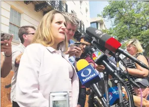  ?? CP PHOTO ?? Canadian Foreign Minister Chrystia Freeland, talks to reporters outside the United States Trade Representa­tive building in Washington, Friday.