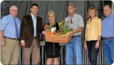  ??  ?? Grange Fair officials presented the annual locally grown products baskets to the commission­ers, thanking them for their nurturing support of the next generation of Bucks County farmers.