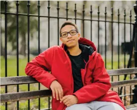  ?? Photograph: Elias Williams/The Guardian ?? Jerome Foster, 18, a climate change activist and virtual reality developer, poses for a portrait in Manhattan.