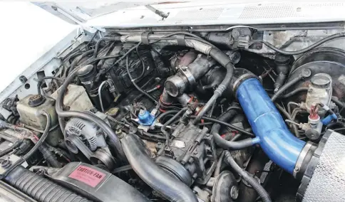  ??  ??  Having owned several 7.3L OBS Fords, Tyler Williams never thought twice about doubling the power of his 200,000-mile ’97. Most of that added power comes by way of a set of Full Force Diesel’s 180cc Stage 1.5 injectors, which are equipped with 30-percent larger nozzles. Everything else under the valve covers is completely stock. Even the factory 15-degree high-pressure oil pump remains, but is healthy enough to support the truck’s dyno-proven 370 hp and 690 lb-ft of torque.