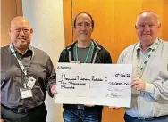  ?? ?? ●●Circle Director, Mark Wynn (right) along with Circle Special Projects Coordinato­r, Kim Ho (left) were presented the cheque for £10,000 by Zen founder and Chairman, Richard Tang (centre).