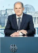  ?? dpa-BILD: Pedersen ?? Bundeskanz­ler Olaf Scholz (SPD) bei der TV-Ansprache an die Nation