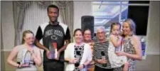  ??  ?? Special Olympics athletes and volunteers recognized at the 2017 Ric Koehler Sports Banquet on June 16 are: Weronika Slupianek, Newtown Square, Female Athlete of the Year; Maurice Gillis, Aldan, Male Athlete of the Year; coach Kathryn McKeown of...