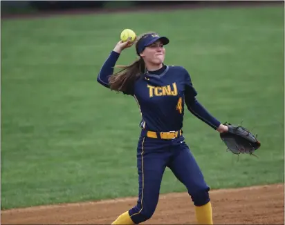  ?? COURTESY OF TCNJ ATHLETICS ?? Megan Mayernik started all 122games of her TCNJ softball career and posted a lifetime batting average of .341.