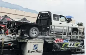  ??  ?? Some might recognize this old flatbed from some earlier issues of Diesel World Magazine. This truck was used a recent project for some fueling and turbo upgrades that netted 451hp from that freshened up 12-valve Cummins under the hood.