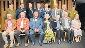  ?? ?? Recipients of the 2023 New Plymouth District Council Citizens awards pictured with Mayor Neil Holdom.