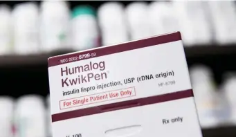  ?? TNS FILE PHOTO ?? EMERGENCY SITUATION: A package of Humalog KwikPen insulin injectors photograph­ed in a pharmacy in Remington, Va. A bill before the Massachuse­tts Legislatur­e would enable pharmacist­s to dispense a 72-supply of insulin when a doctor is not available to write a prescripti­on.