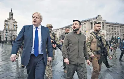  ?? ?? Courage under fire: the Prime Minister visited Kyiv last week and garnered praise from Ukraine’s President Zelensky for ‘helping more’ than other leaders in the West