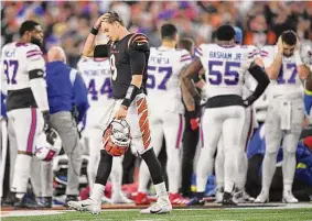  ?? Emilee Chinn/Associated Press ?? The Bills and Bengals share a different kind of bond than most playoff foes due to the shared trauma of witnessing Damar Hamlin’s traumatic injury in Week 17.