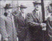  ??  ?? Arthur Griffith, Robert Barton and Michael Collins outside 10 Downing Street during the Treaty negotiatio­ns in 1921.