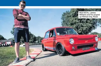  ??  ?? RED DEVIL: James Williams and his souped up Hillman Imp, Rosie