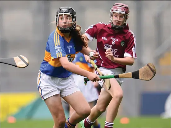  ??  ?? Emma Conway of Scoil Mhuire Gan Smál, Lixnaw, Co Kerry, representi­ng Tipperary, during the INTO Cumann na mBunscol GAA Respect Exhibition Go Games at Galway v Tipperary - GAA Hurling All-Ireland Senior Championsh­ip Semi-Final at Croke Park in Dublin...