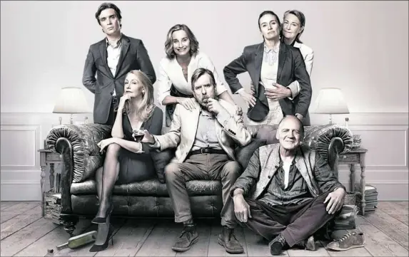  ?? Roadside Attraction­s ?? Meeting at “The Party” are Cillian Murphy, left, Patricia Clarkson, Kristin Scott Thomas, Timothy Spall, Emily Mortimer, Cherry Jones and Bruno Ganz.