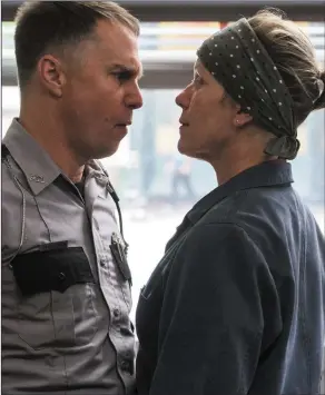  ??  ?? Sam Rockwell and Frances McDormand in Three Billboards Outside Ebbing, Missouri.