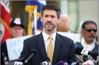  ?? SHAE HAMMOND — STAFF ARCHIVES ?? San Jose Mayor-elect Matt Mahan speaks during a news conference at San Jose City Hall in November. He took office on Jan. 1.