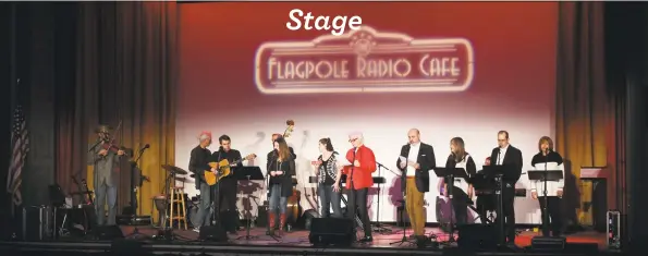  ?? Greg Van Antwerp / Contribute­d photo ?? The entire cast of performers of the Flagpole Radio Cafe joins special guest Tom Leopold on stage for a finale.