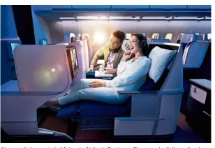  ?? — Malaysia Airlines ?? Almost all the seats in Malaysia Airline’s Business Class can be fully reclined into a flat bed.