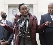  ?? CLIFF OWEN AP ?? Malana Pinckney, 12, a daughter of the Rev. Clementa Pinckney who was killed in the 2015 Mother Emanuel AME Church shooting, speaks with reporters outside the Justice Department, in Washington, D.C., on Thursday.