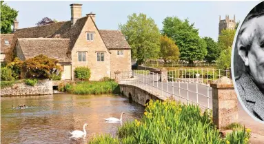  ?? ?? Inspiring: An old mill house beside the River Coln in Fairford. Inset: Visitor J. R. R. Tolkien