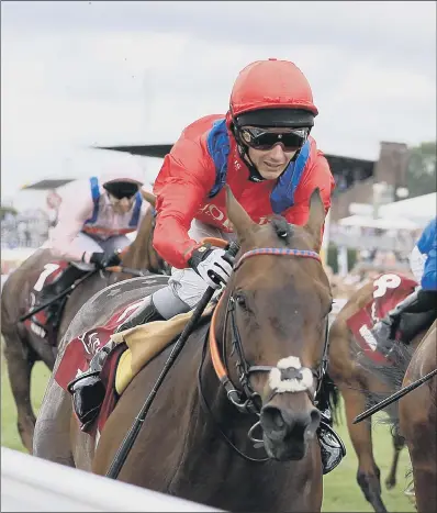  ??  ?? Take Cover and David Allen on their way to winning the Qatar King George Stakes at Goodwood in 2016.