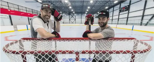  ?? DAVE SIDAWAY ?? Josh Naygeboren, left, and Jordan Topor are co-owners of Le Rinque, an indoor ball hockey arena in Mount Royal. “It’s everything we’ve seen over 10 years that we thought we were missing,” says Topor. “It was a no-brainer for us to do it.”