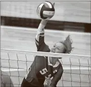  ?? Tommy Romanach / RN-T ?? Coosa’s Jordan Roberts spikes the ball during the Lady Eagles’ 25-12, 25-13 win against East Paulding.