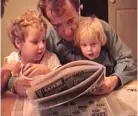  ?? HBO ?? ABOVE, LEFT: Woody Allen holds Dylan Farrow in a family photo with Mia Farrow (right) and his children and stepchildr­en (from left): Ronan Farrow, Lark Previn, Fletcher Previn, Daisy Previn, Soon-Yi Previn and Moses Farrow. ABOVE, RIGHT: Woody Allen reads the newspaper with daughter Dylan (left) and son Ronan in a family photo.