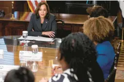  ?? SAUL LOEB/GETTY-AFP ?? Vice President Kamala Harris, seen Friday with doctors and abortion rights leaders, vowed that the White House will fight efforts to ban the drug mifepristo­ne.